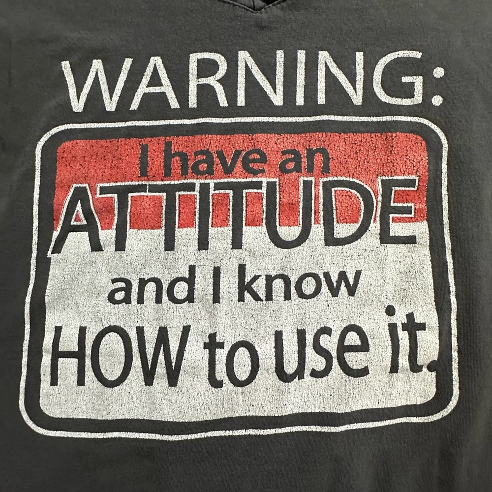 Popular Sports Gray V Neck Graphic T Shirt Warning I Have An Attitude Girls